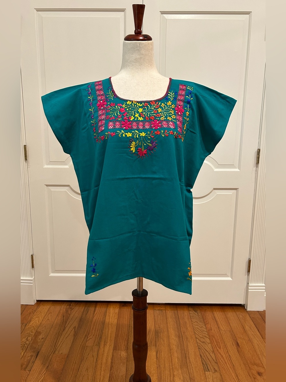 Hand Embroidered and deshilado Artisan Top, Boho,Hippie,Hand Made.One of A Kind.